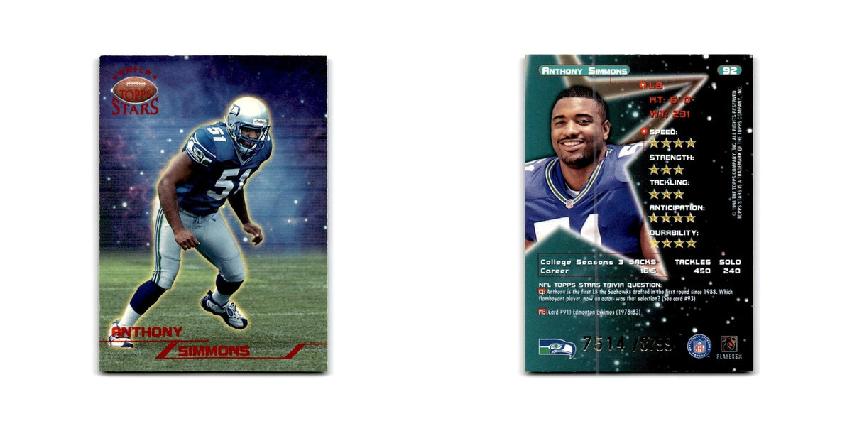 Anthony Simmons #/8799 1998 Topps Stars #92 Seattle Seahawks Football Card NM