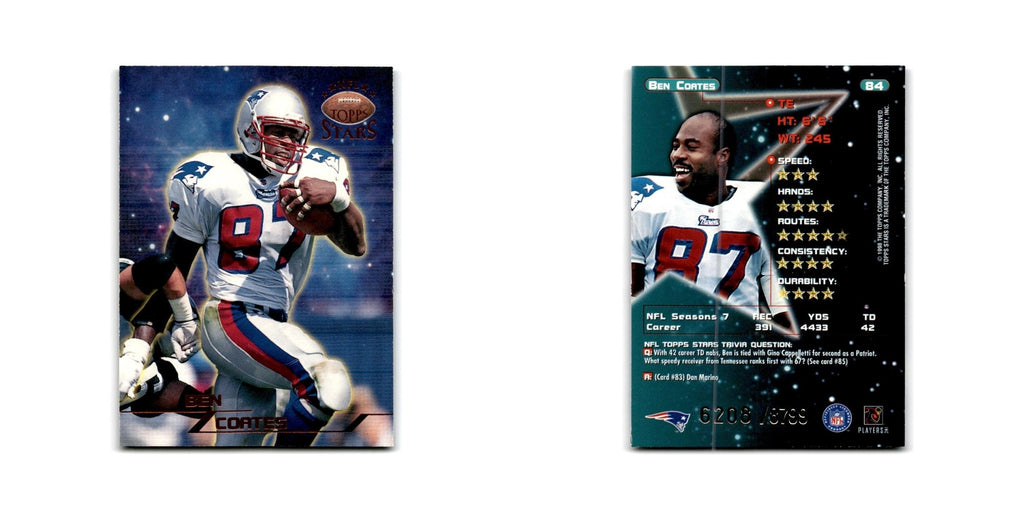 Den Coates #/8799 1998 Topps Stars #84 New England Patriots Football Card NM