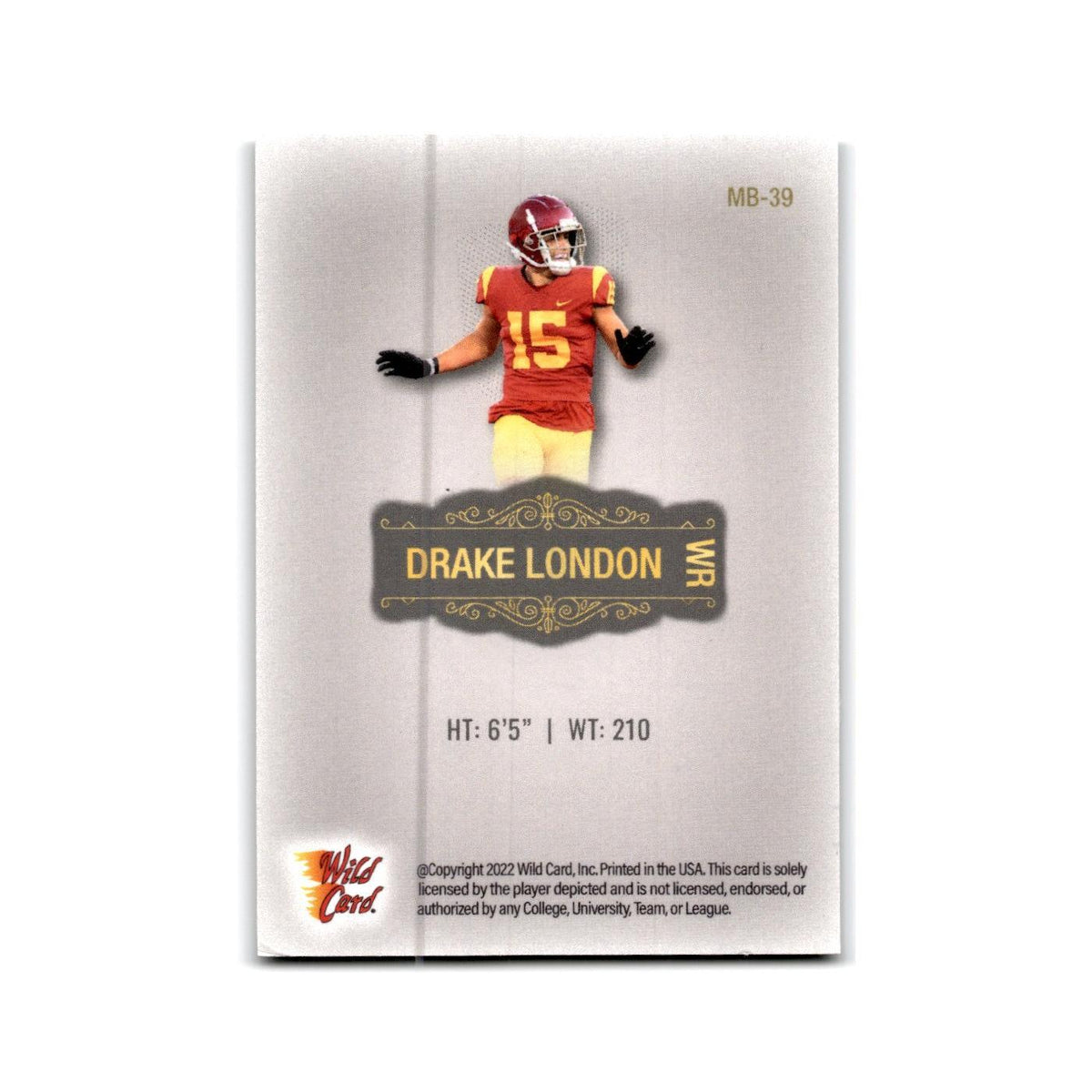 Drake London 2022 Wild Card Matte #MB-39 USC Trojans Football Card NM