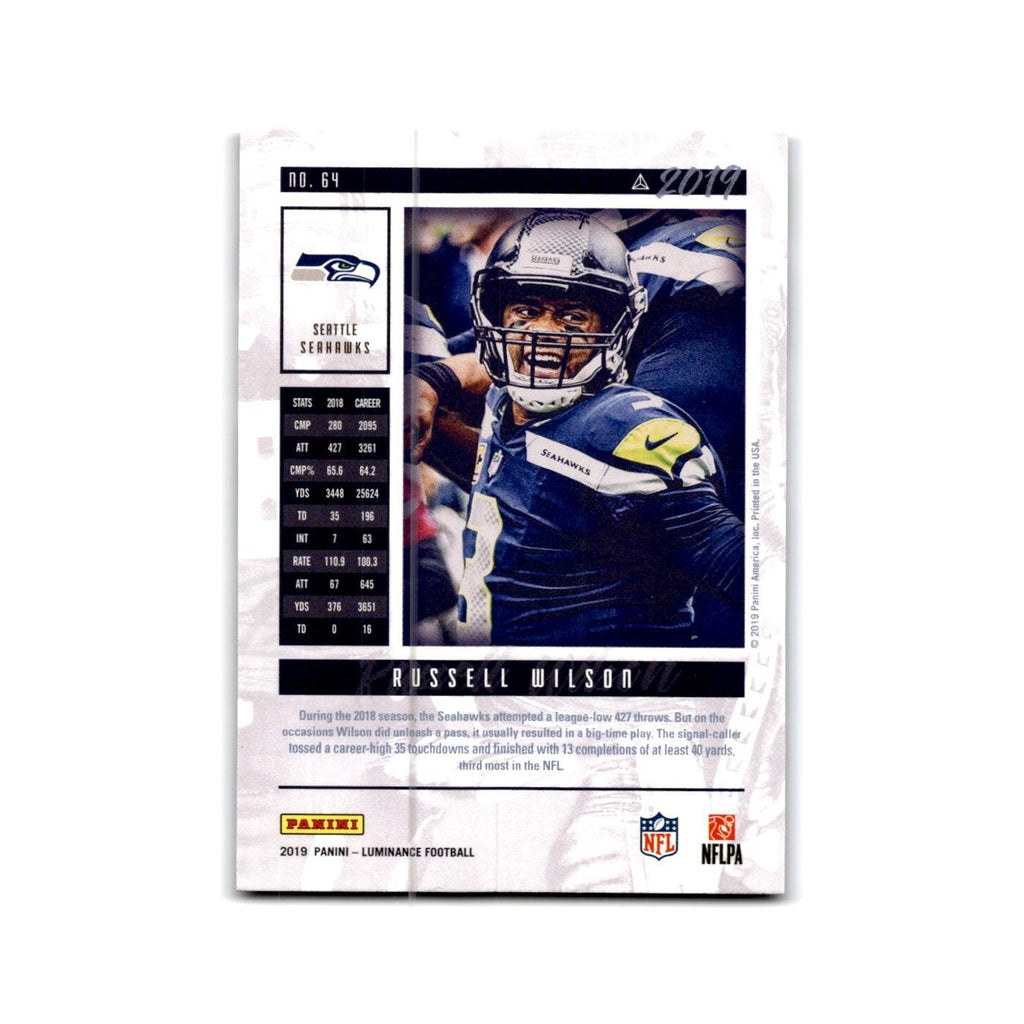 Russell Wilson 2019 Panini Luminance #64 Seattle Seahawks Football Card NM