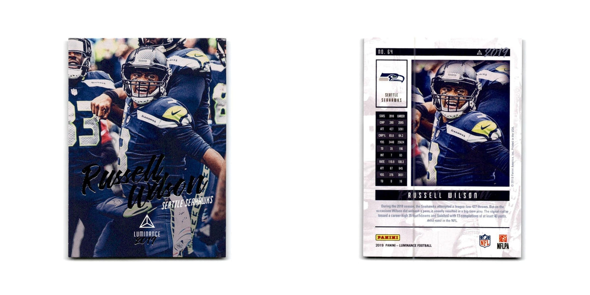 Russell Wilson 2019 Panini Luminance #64 Seattle Seahawks Football Card NM