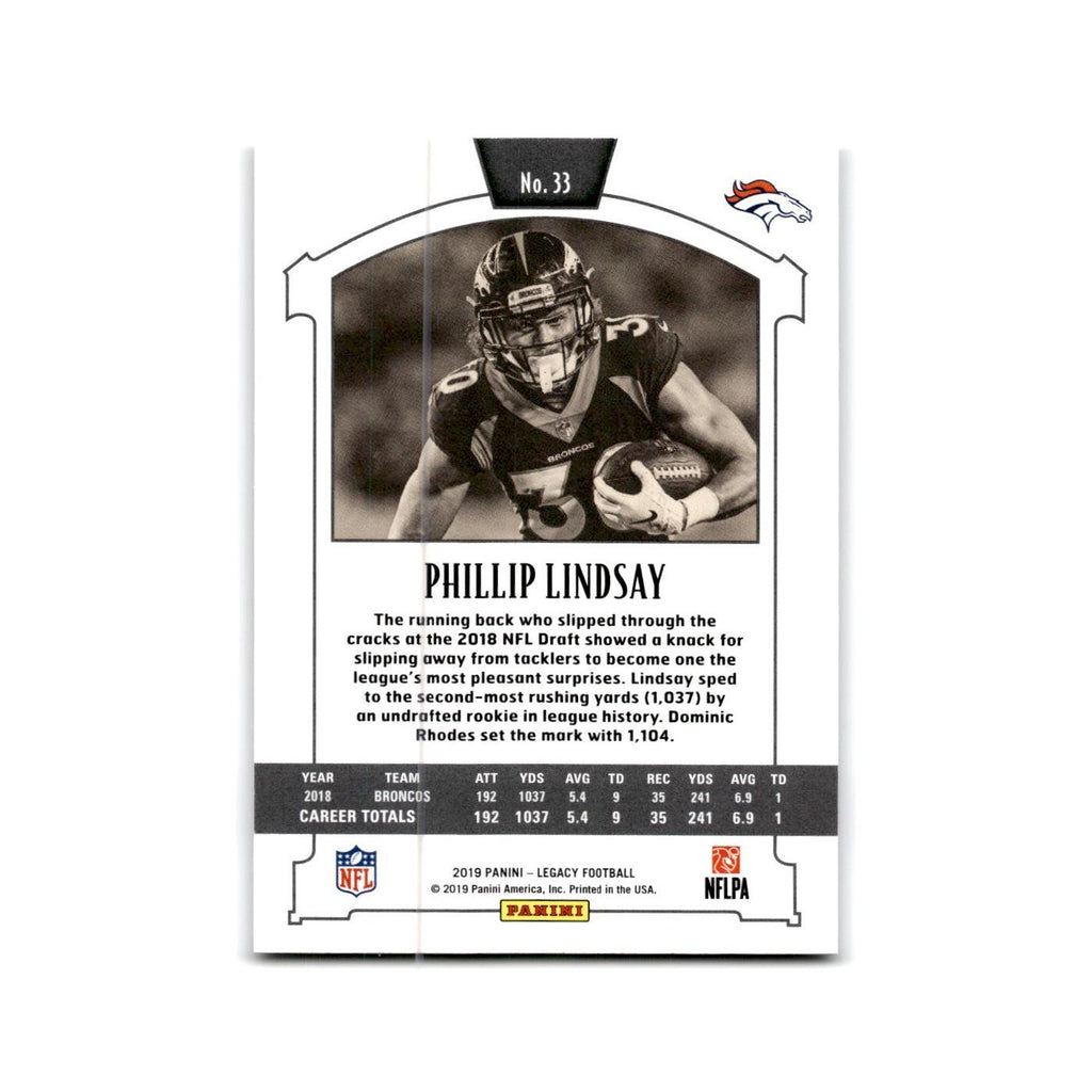 Phillip Lindsay 2019 Panini Legacy #33 Denver Broncos Football Card NM