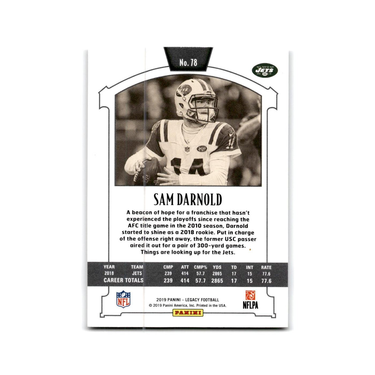 Sam Darnold 2019 Panini Legacy #78 New York Jets Football Card NM