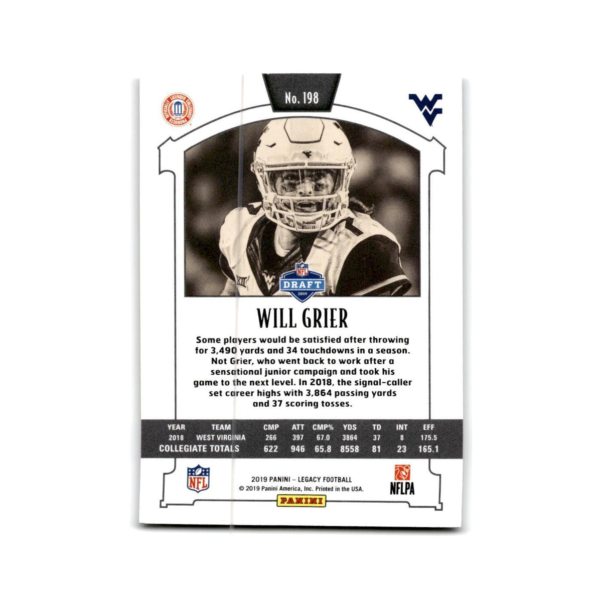 Will Grier Rookie 2019 Panini Legacy #198 West Virginia Mountaineers NM