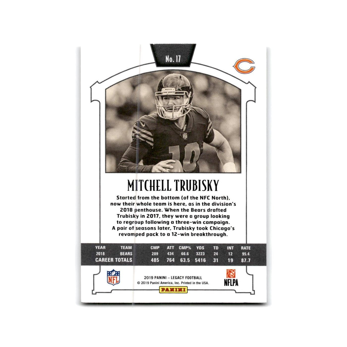 Mitchell Trubisky 2019 Panini Legacy #17 Chicago Bears Football Card NM