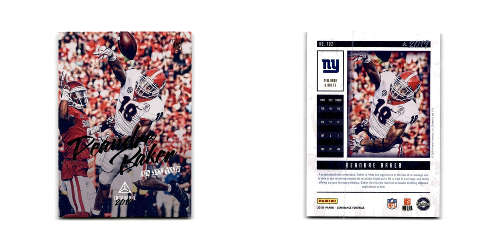 Deandre Baker Rookie 2019 Panini Luminance #102 New York Giants Football Card NM