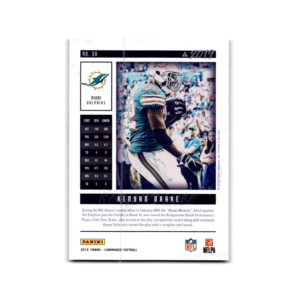 Kenyan Drake 2019 Panini Luminance #30 Miami Dolphins Football Card NM