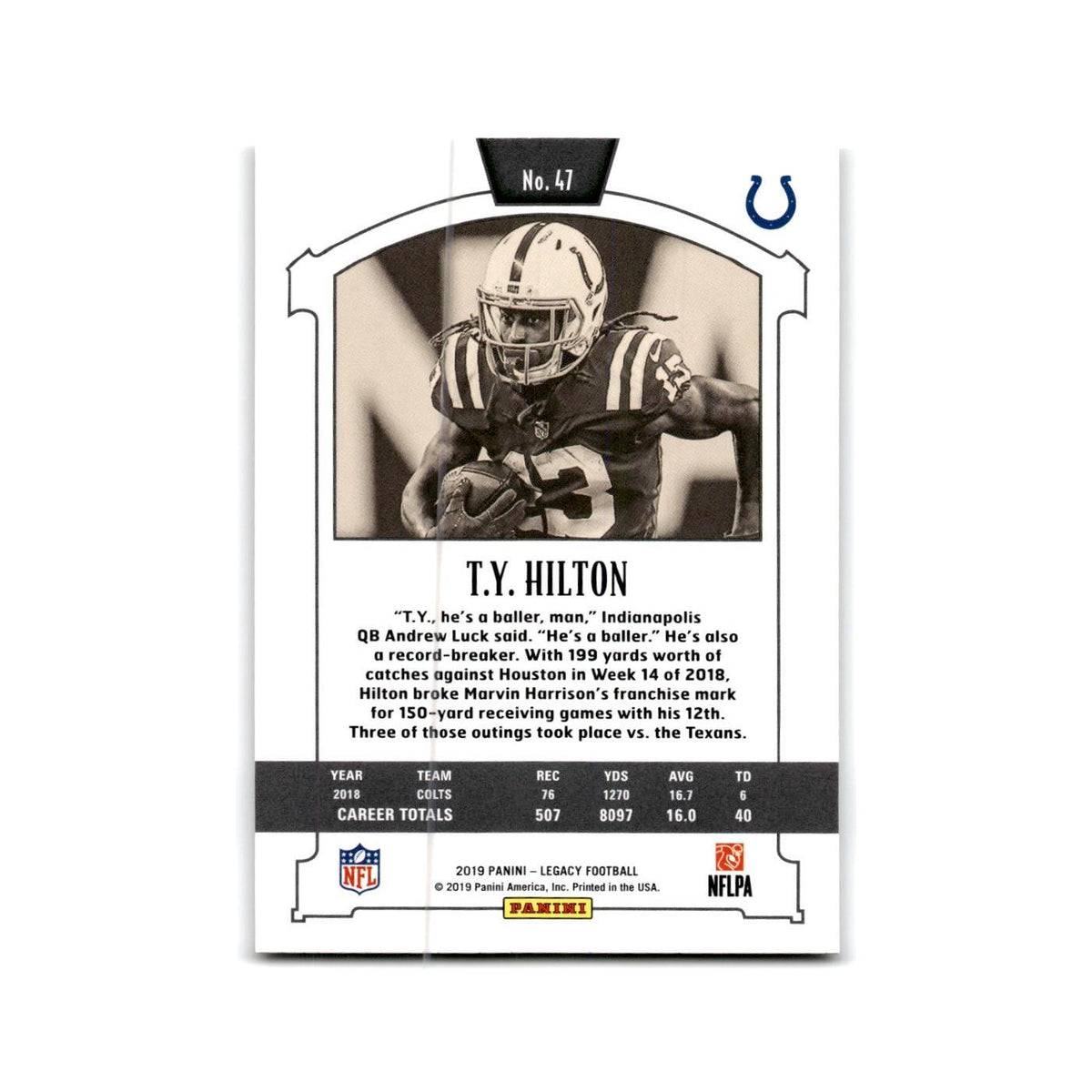T.Y. Hilton 2019 Panini Legacy #47 Indianapolis Colts Football Card NM