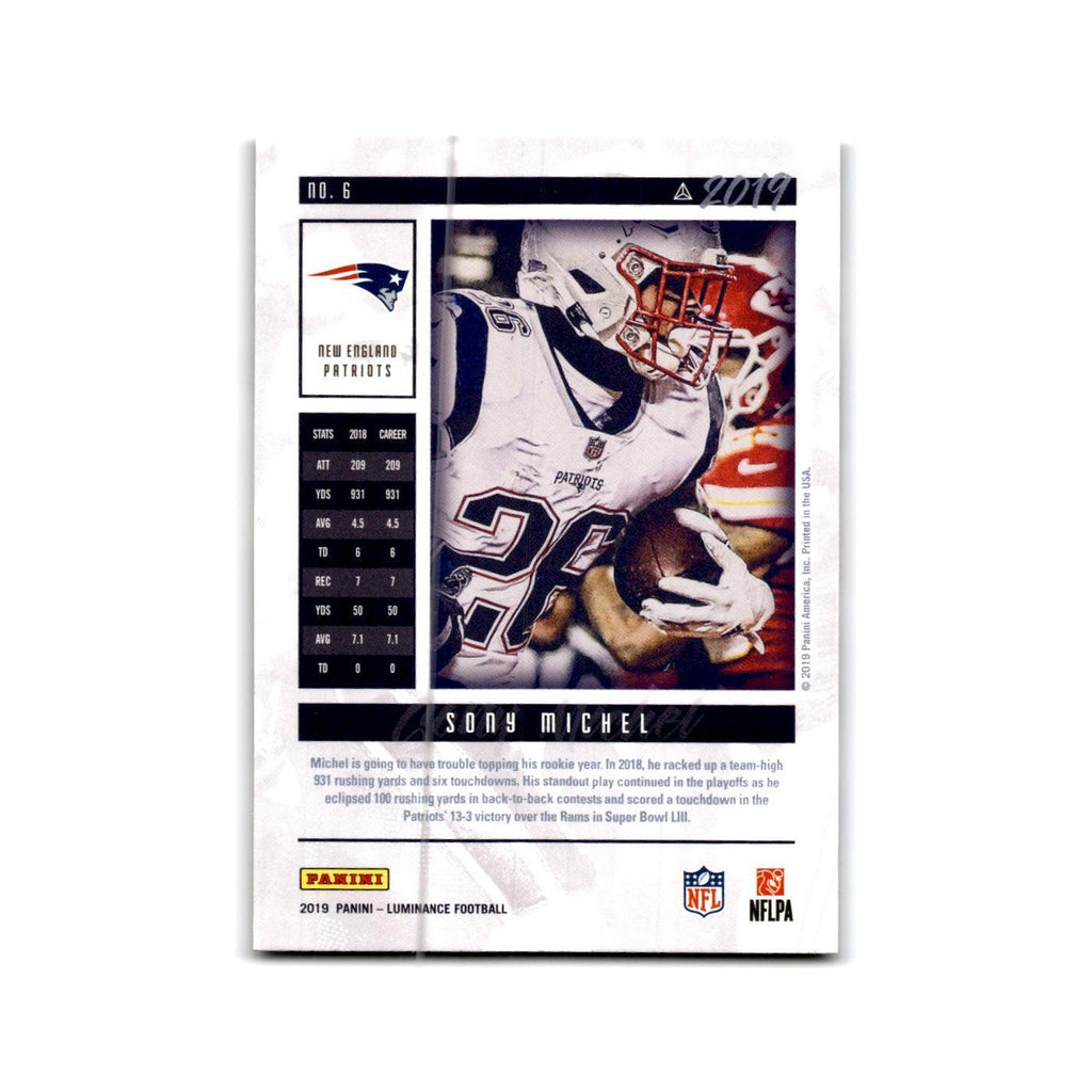 Sony Michel 2019 Panini Luminance #6 New England Patriots Football Card NM
