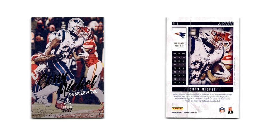 Sony Michel 2019 Panini Luminance #6 New England Patriots Football Card NM