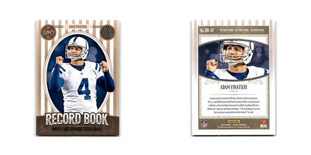 Adam Vinatieri 2019 Panini Legacy Record Book #RB-AV Indianapolis Colts NM