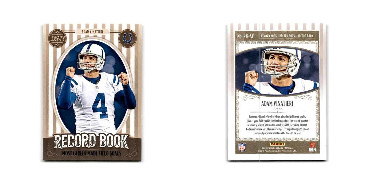 Adam Vinatieri 2019 Panini Legacy Record Book #RB-AV Indianapolis Colts NM