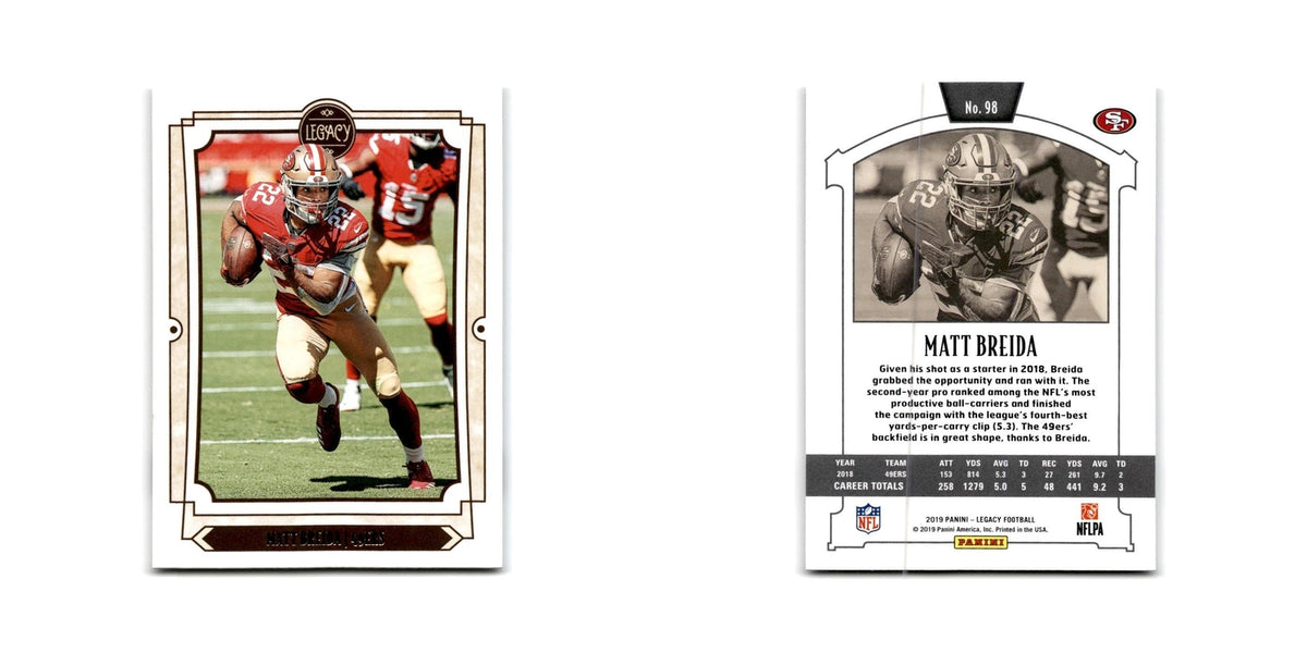 Matt Breida 2019 Panini Legacy #98 San Francisco 49ers Football Card NM