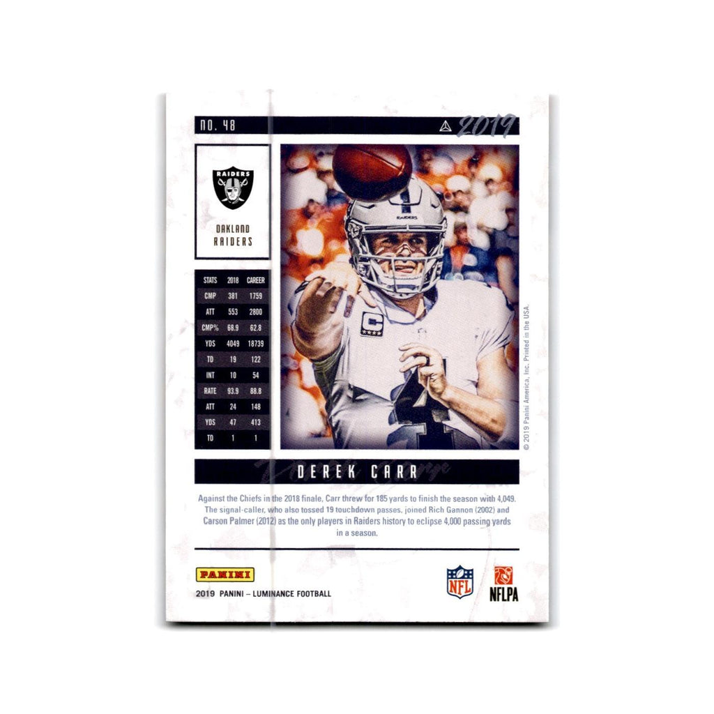 Derek Carr 2019 Panini Luminance #48 Oakland Raiders Football Card NM
