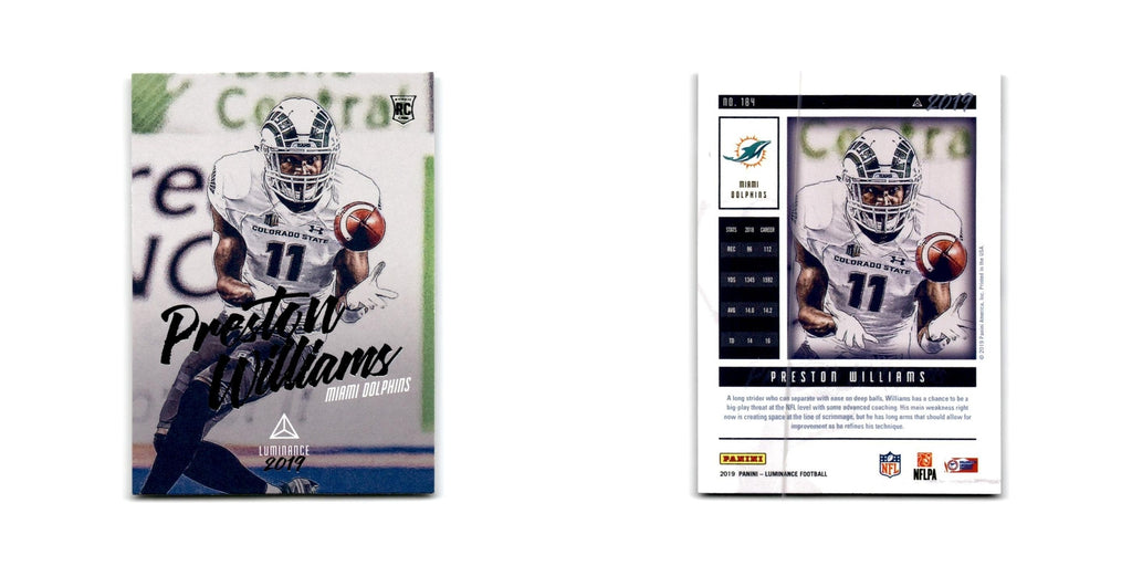 Preston Williams Rookie 2019 Panini Luminance #184 Miami Dolphins NM
