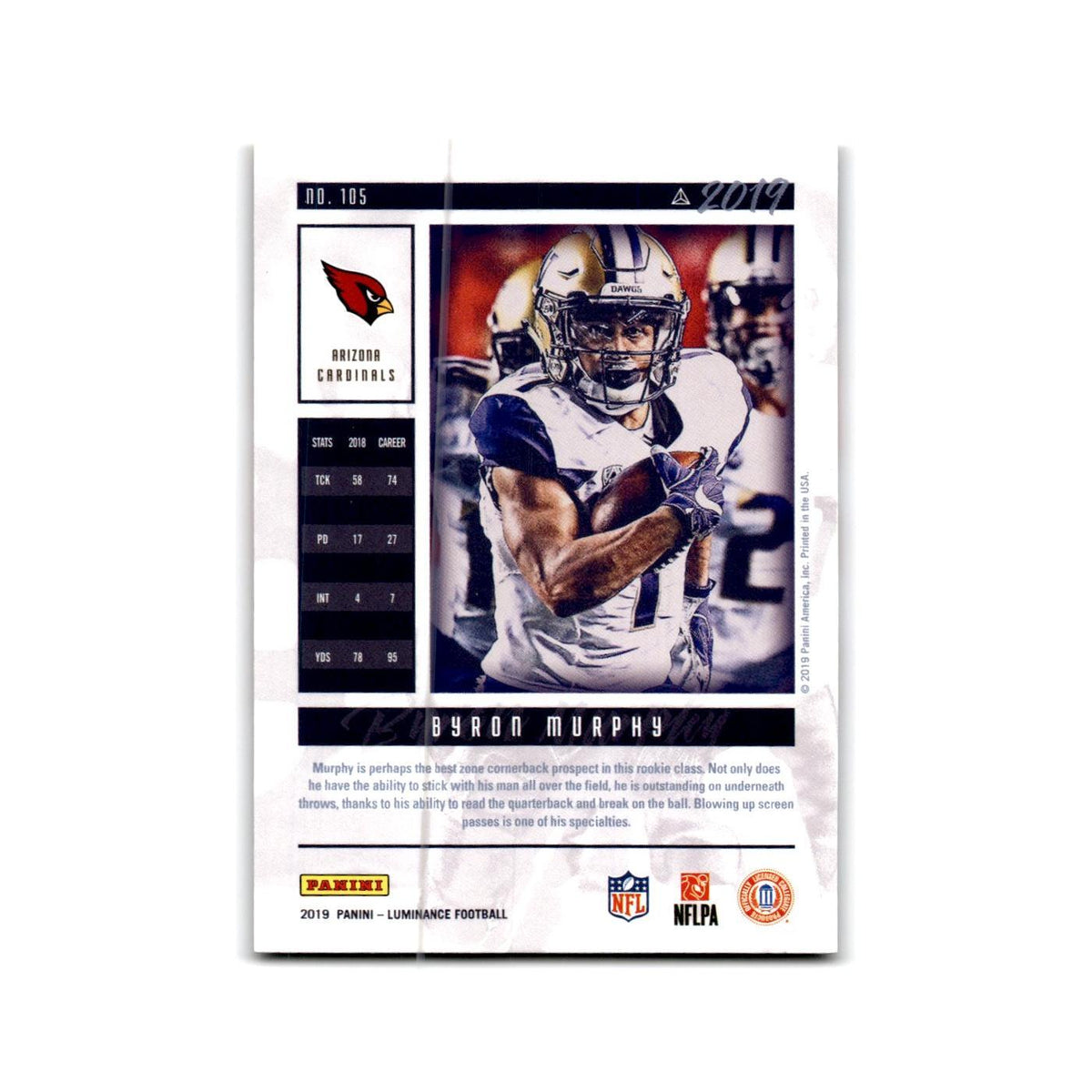 Byron Murphy Rookie 2019 Panini Luminance #105 Arizona Cardinals NM
