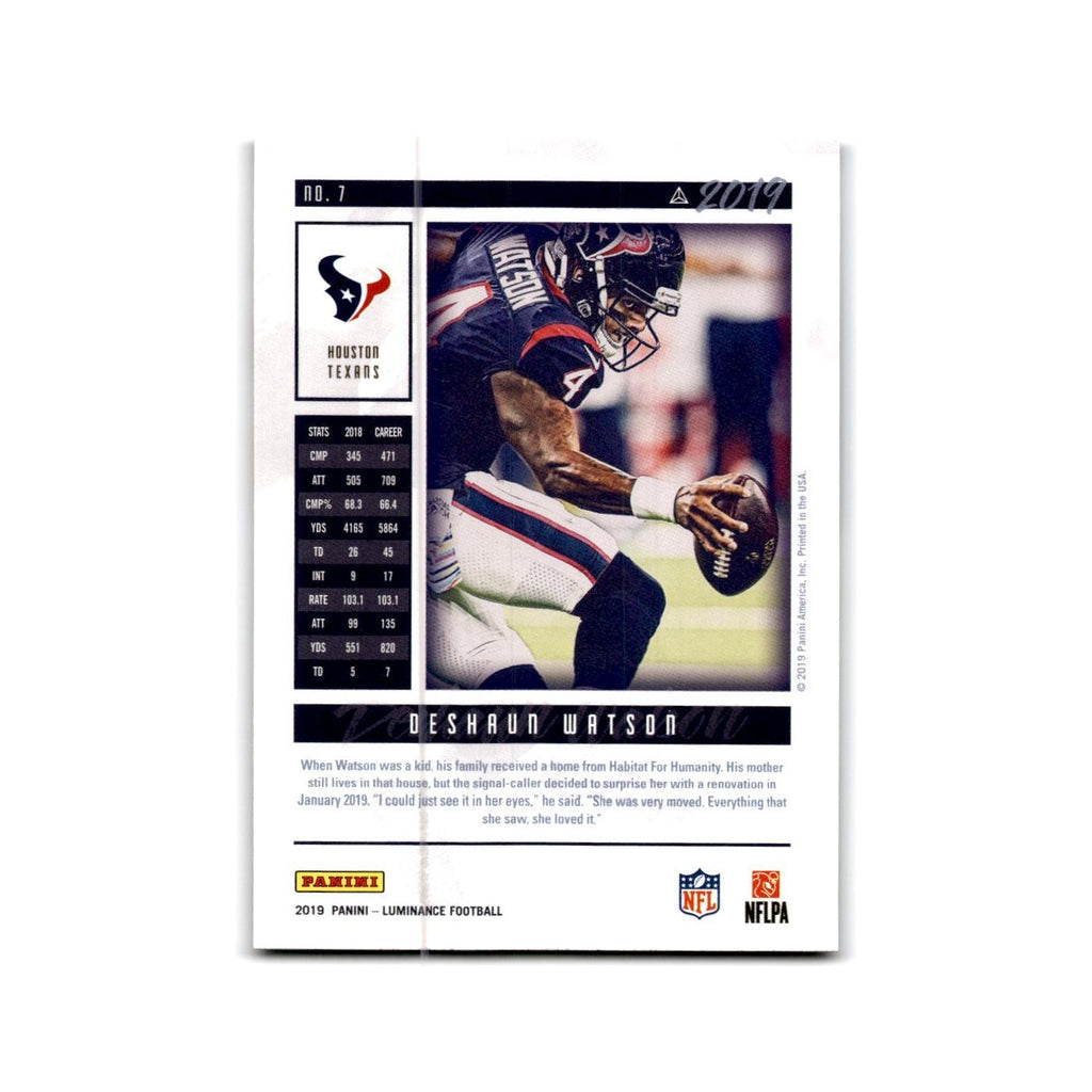 Deshaun Watson 2019 Panini Luminance #7 Houston Texans Football Card NM