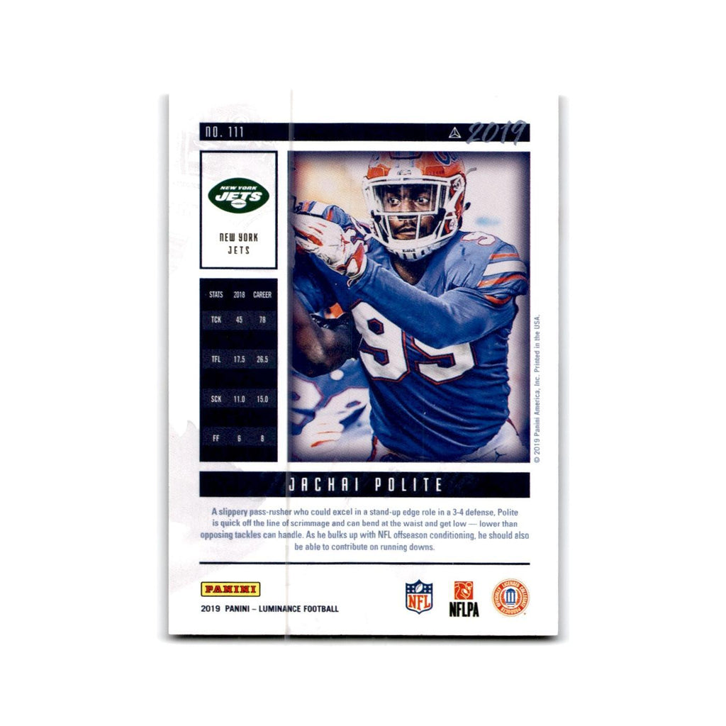 Jachai Polite Rookie #/49 2019 Panini Luminance Green #111 New York Jets NM