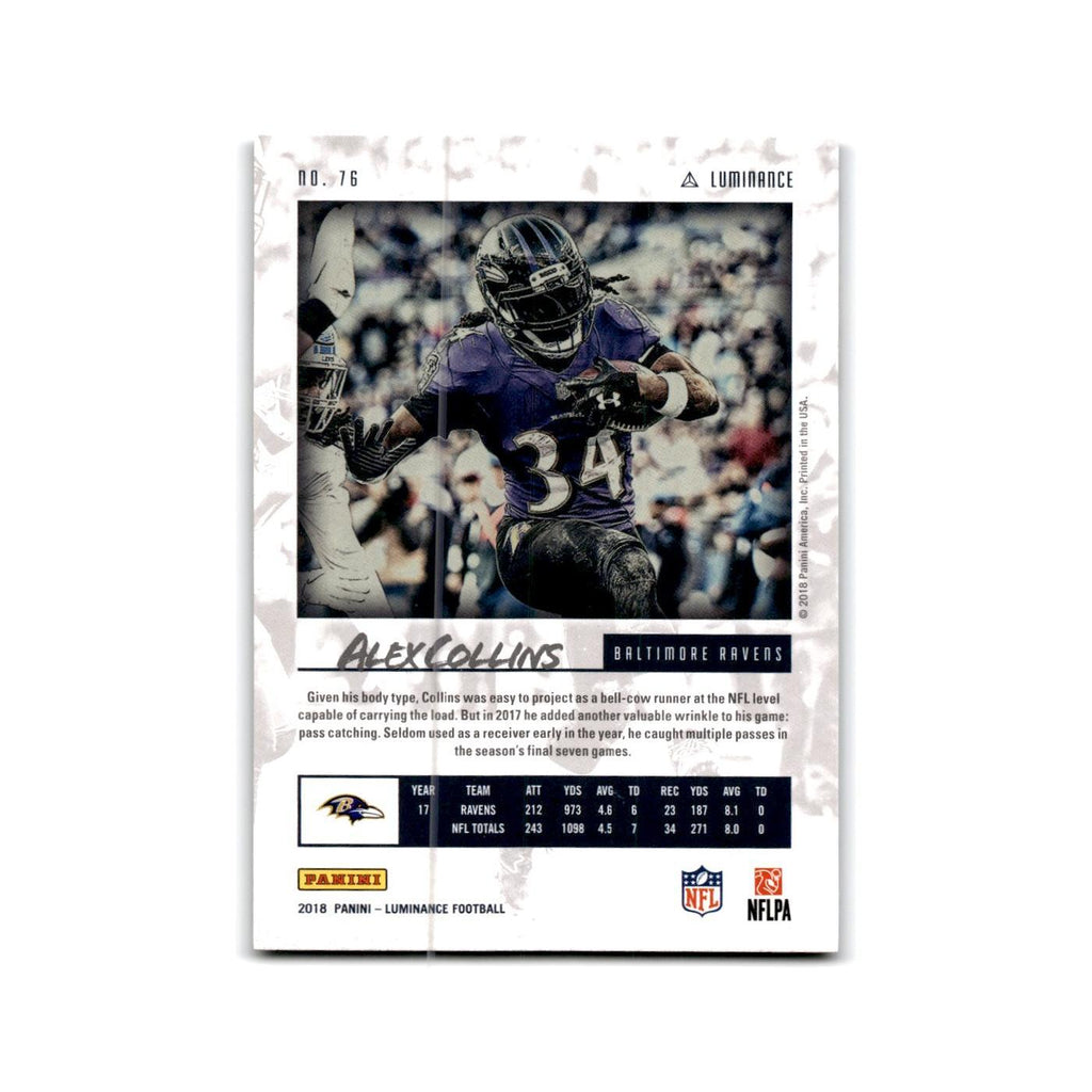 Alex Collins 2018 Panini Luminance #76 Baltimore Ravens Football Card NM
