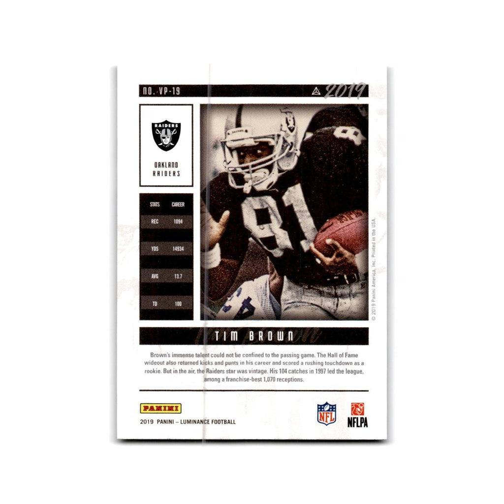Tim Brown 2019 Panini Luminance Vintage Performers #VP-19 Oakland Raiders NM