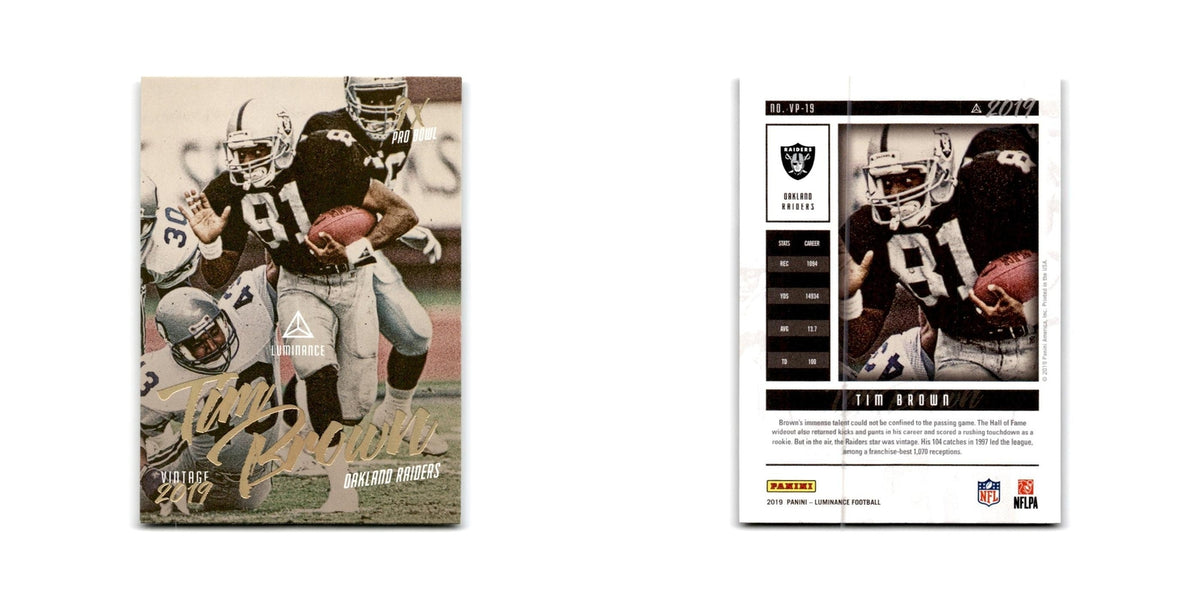 Tim Brown 2019 Panini Luminance Vintage Performers #VP-19 Oakland Raiders NM