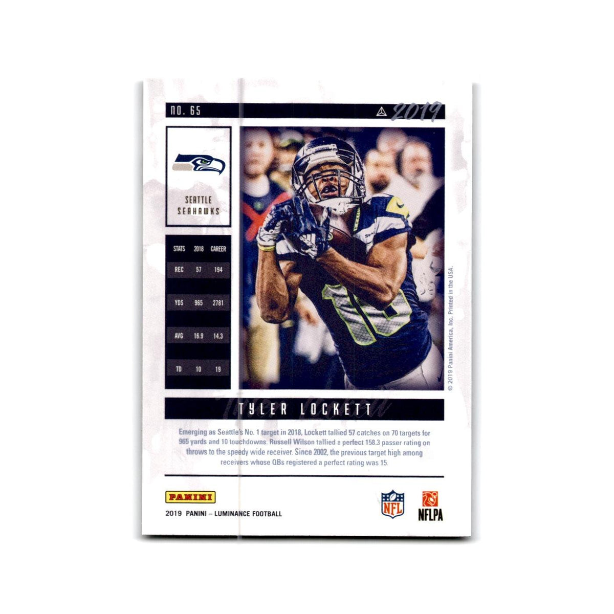Tyler Lockett 2019 Panini Luminance #65 Seattle Seahawks Football Card NM