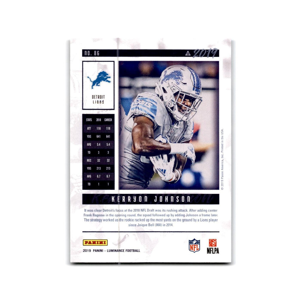 Kerryon Johnson 2019 Panini Luminance #86 Detroit Lions Football Card NM