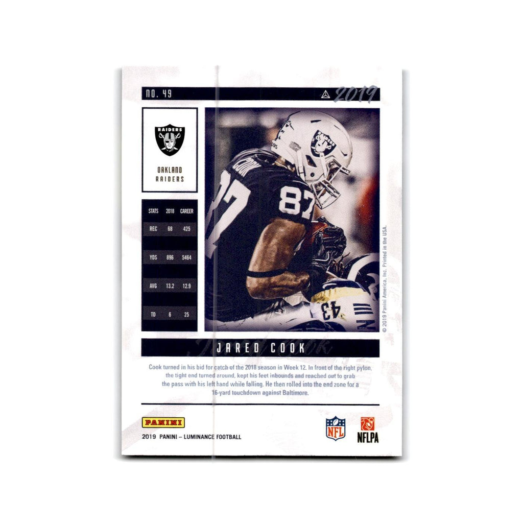 Jared Cook 2019 Panini Luminance #49 Oakland Raiders Football Card NM