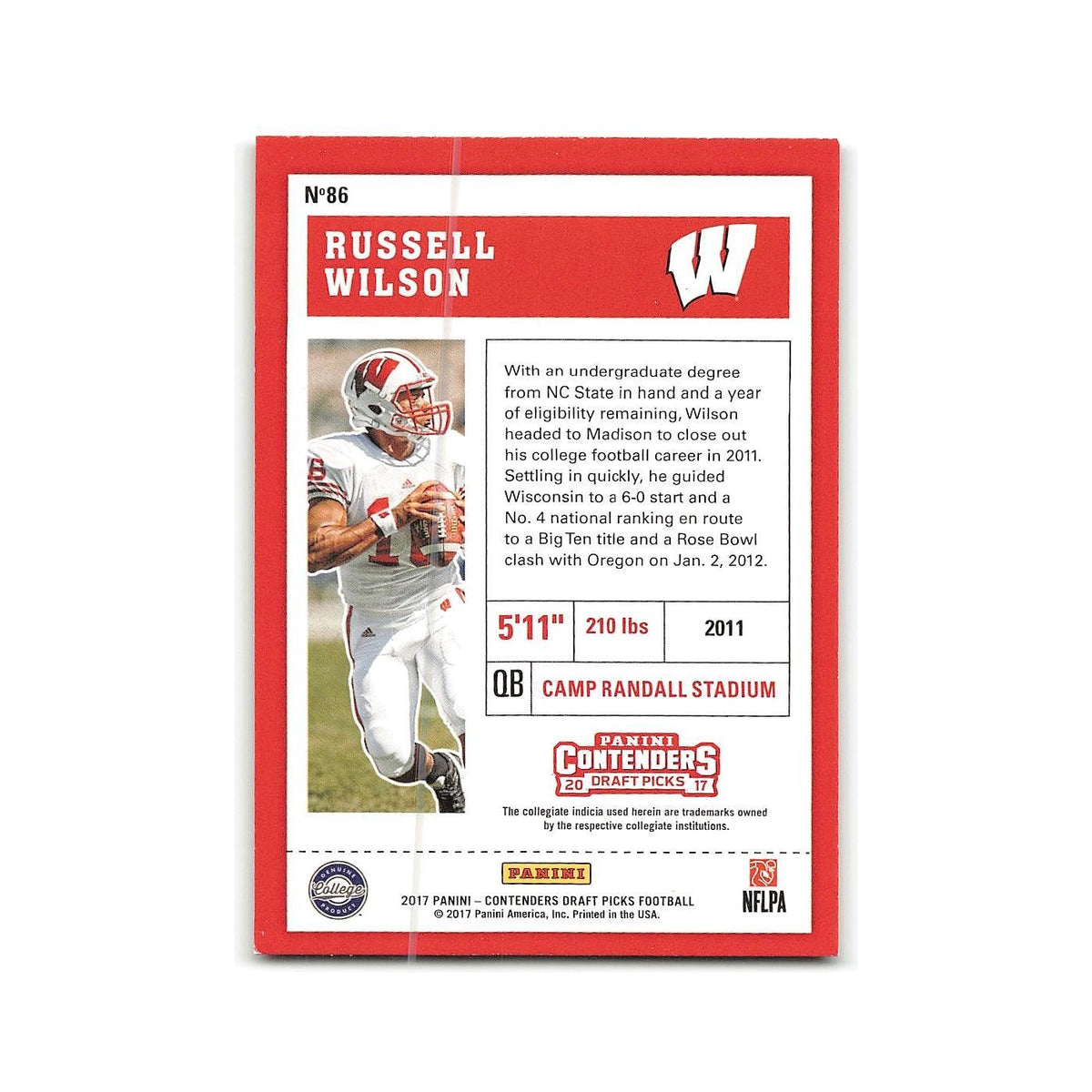 Russell Wilson 2017 Panini Contenders Draft Picks #86 Wisconsin Badgers NM