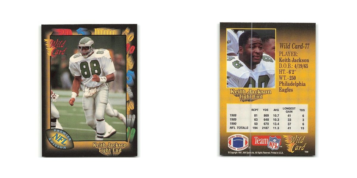 Keith Jackson 1991 Wild Card #77 Philadelphia Eagles Football Card NM