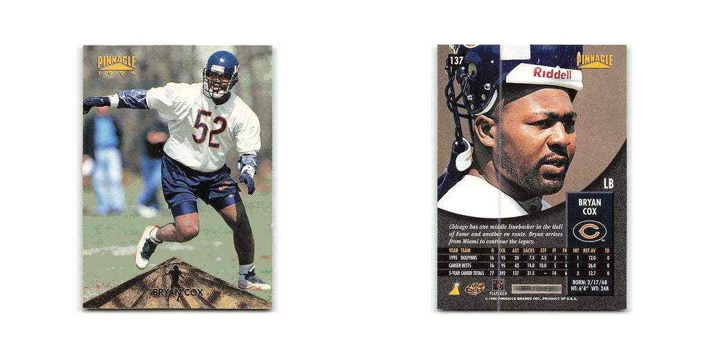 Bryan Cox 1996 Pinnacle #137 Chicago Bears Football Card NM