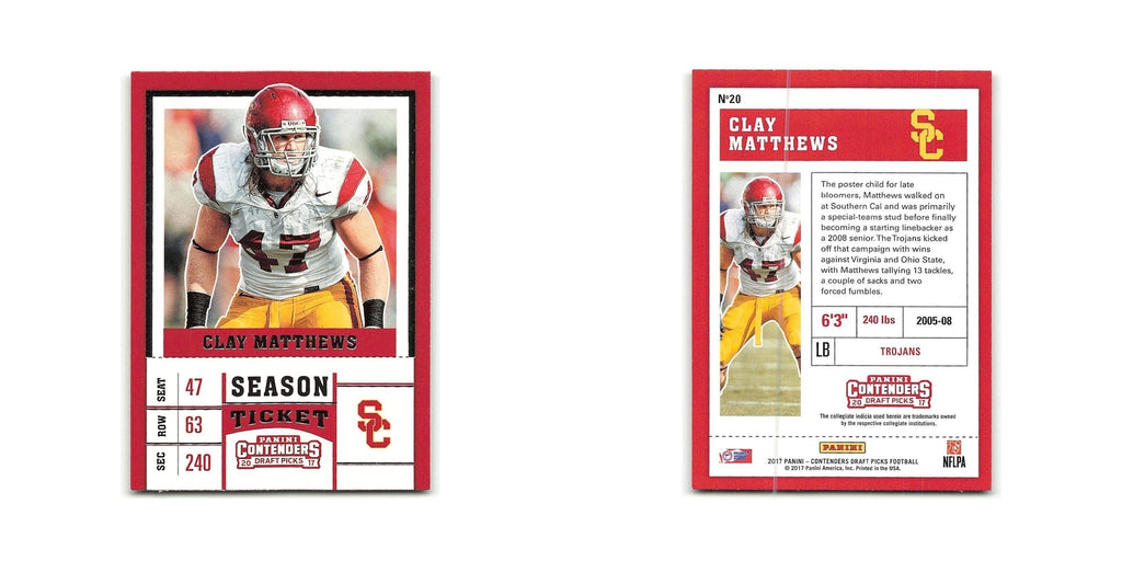 Clay Mathews 2017 Panini Contenders Draft Picks #20 USC Trojans Football Card NM
