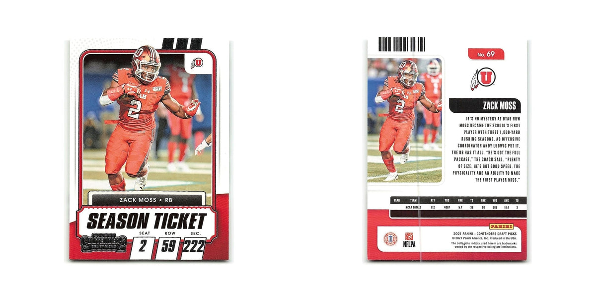 Zack Moss 2021 Panini Contenders Draft Picks #69 Utah Utes Football Card NM