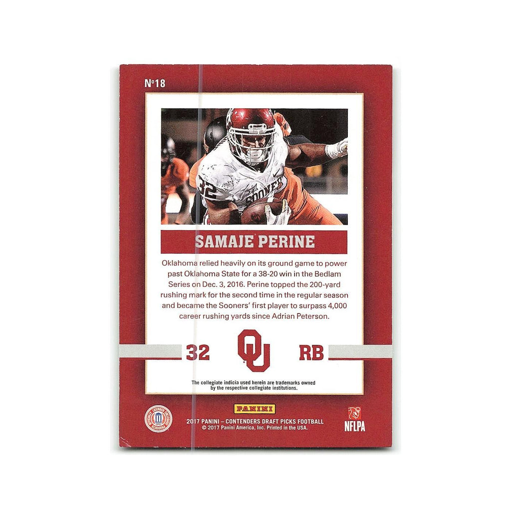Samaje Perine 2017 Panini Contenders Draft Picks School Colors #18 NM