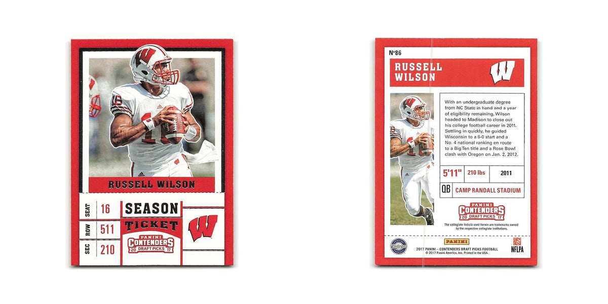 Russell Wilson 2017 Panini Contenders Draft Picks #86 Wisconsin Badgers NM