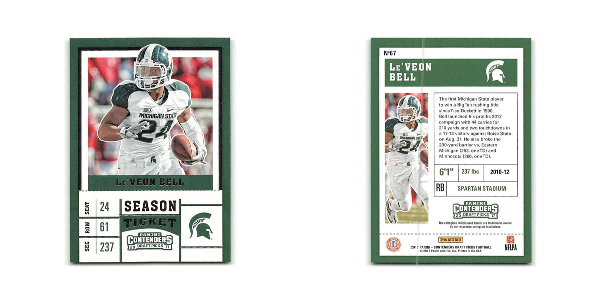 Le'Veon Bell 2017 Panini Contenders Draft Picks #67 Michigan State Spartans NM