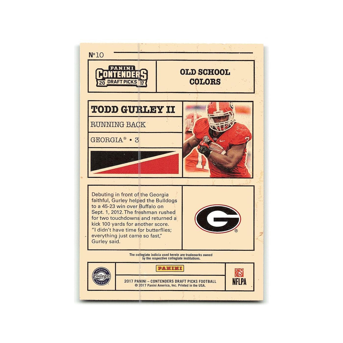 Todd Gurley II 2017 Panini Contenders Draft Picks Old School Colors #10 NM