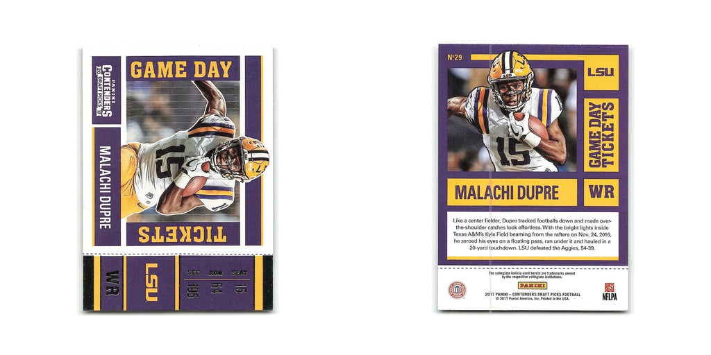 Malachi Dupre 2017 Panini Contenders Draft Picks Game Day Tickets #29 NM