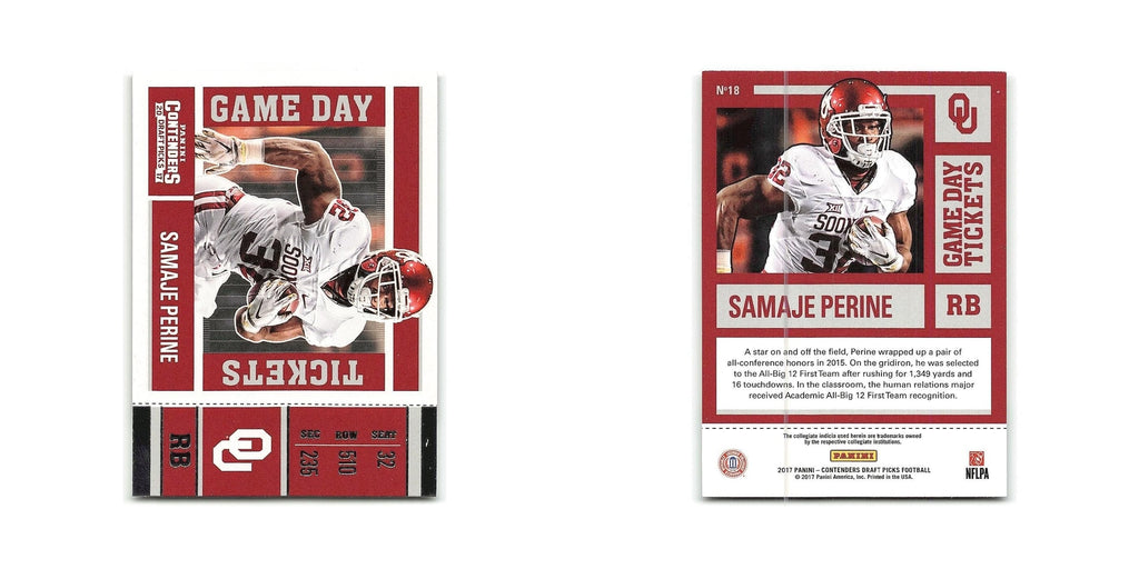 Samaje Perine 2017 Panini Contenders Draft Picks Game Day Tickets #18 NM