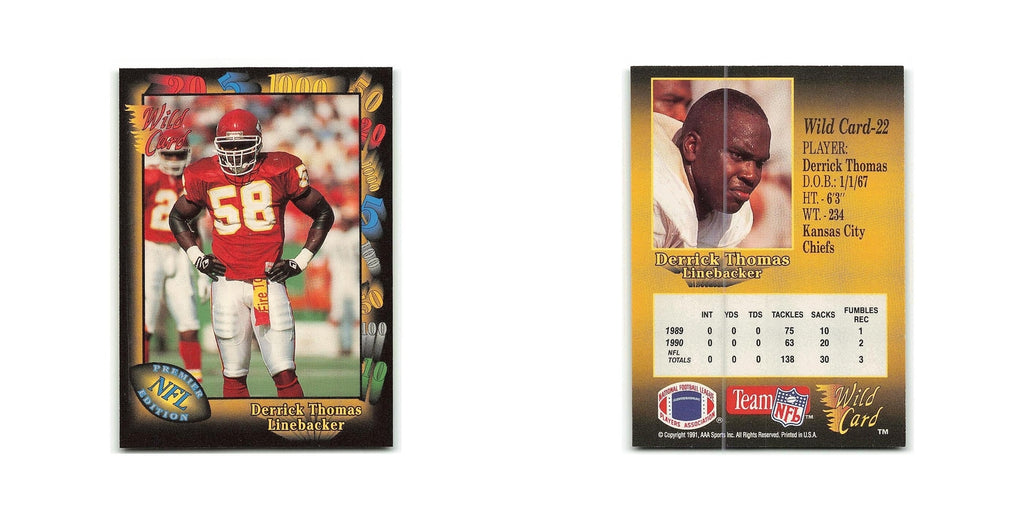 Derrick Thomas 1991 Wild Card #22 Kansas City Chiefs Football Card NM
