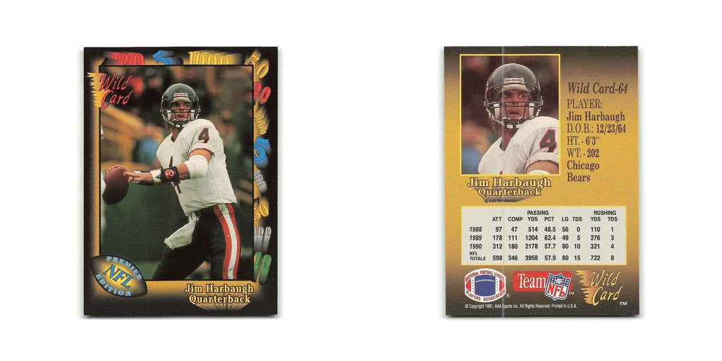Jim Harbaugh 1991 Wild Card #64 Chicago Bears Football Card NM