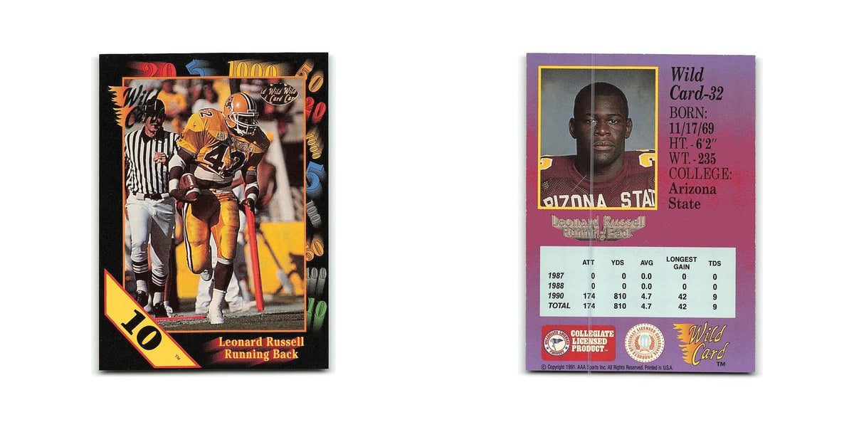 Leonard Russell 1991 Wild Card #32 Arizona State Sun Devils Football Card NM