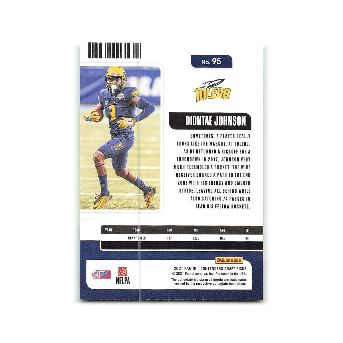 Diontae Johnson 2021 Panini Contenders Draft Picks #95 Toledo Rockets NM