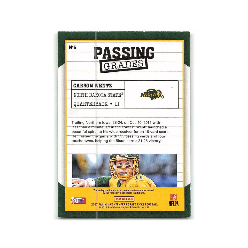 Carson Wentz 2017 Panini Contenders Draft Picks Passing Grades #6 NM