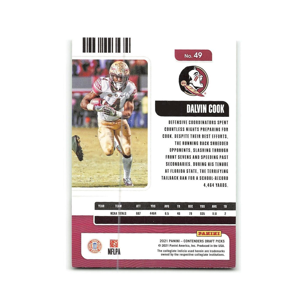 Dalvin Cook 2021 Panini Contenders Draft Picks #49 Florida State Seminoles NM