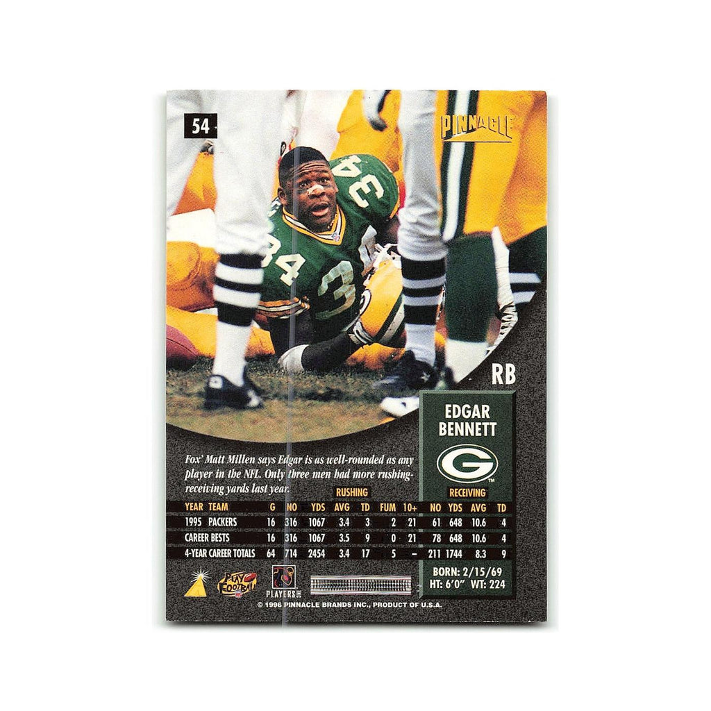 Edgar Bennett 1996 Pinnacle #54 Green Bay Packers Football Card NM