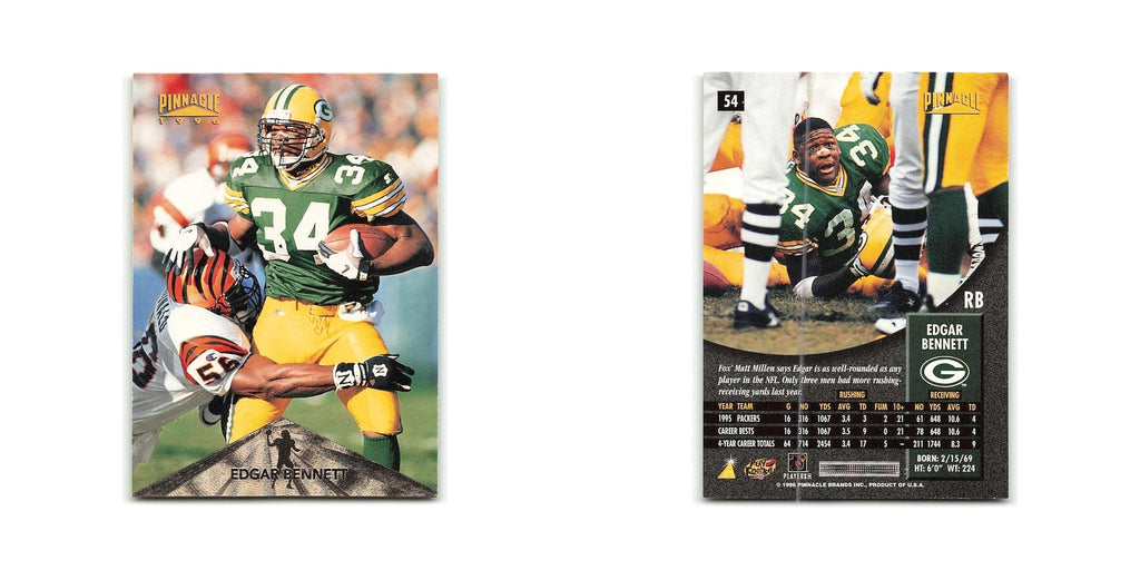 Edgar Bennett 1996 Pinnacle #54 Green Bay Packers Football Card NM