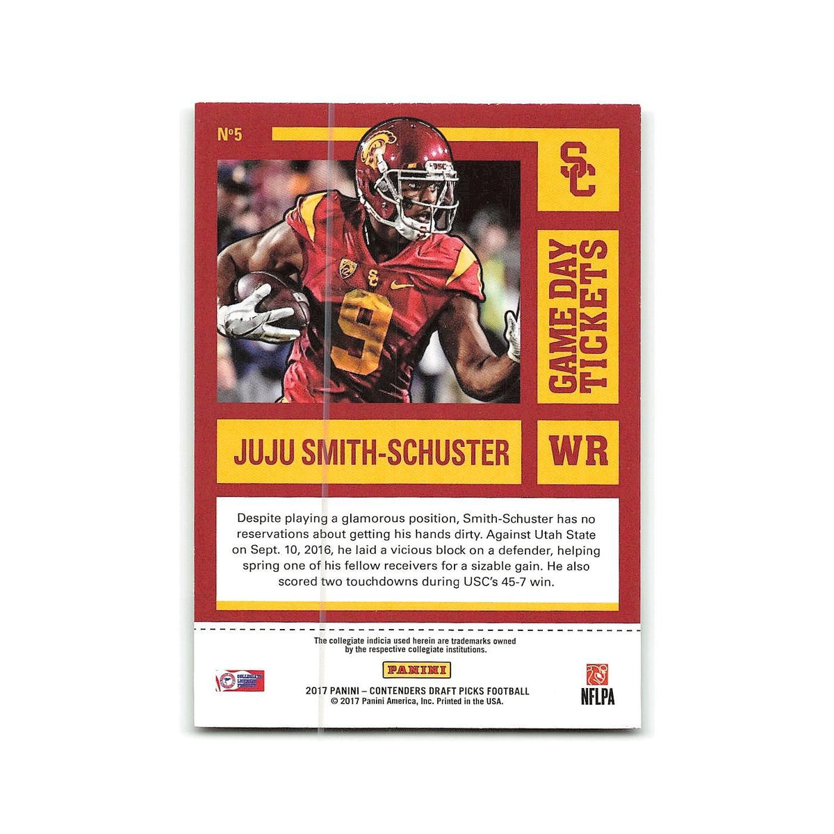 JuJu Smith-Schuster 2017 Panini Contenders Draft Picks Game Tickets #5 NM