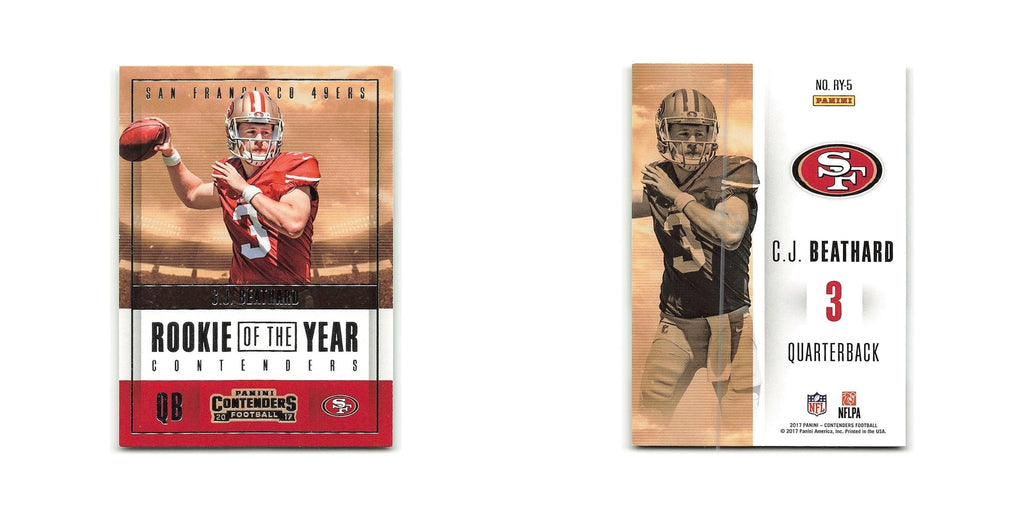 C.J. Beathard 2017 Panini Contenders Rookie of the Year #RY-5 49ers NM