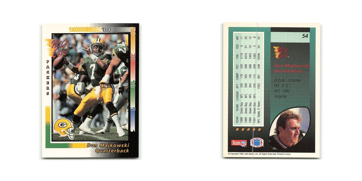 Don Majkowski 1992 Wild Card #54 Green Bay Packers  Football Card NM